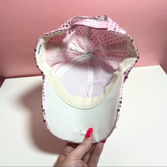 Vintage Y2K 2000s mcbling 90s pink sequin hat - Picture 2 of 4